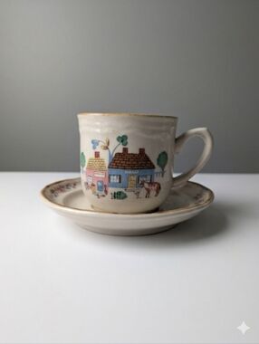 Vintage International Tableworks Heartland Village Cups & Saucers - Set of 7